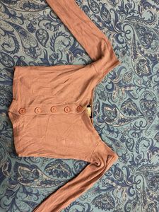Ribbed Button-Front Top