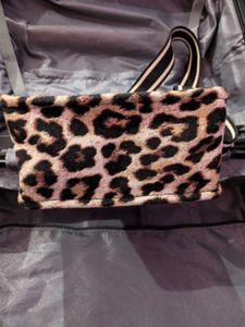Leopard Print Jute Shoulder Bag