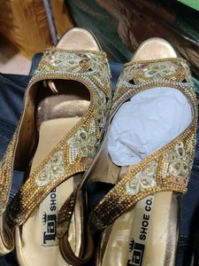 Elegant Embellished Gold Heels