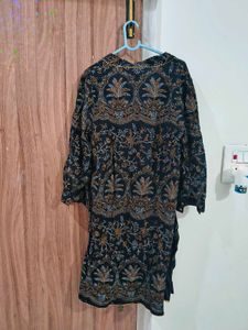 Printed Black Kurta
