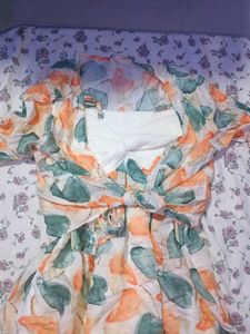 Flowy Leaf Print Midi Dress