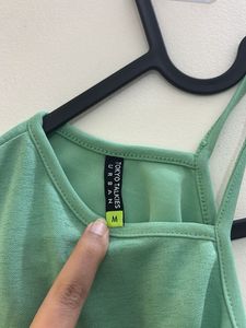 Green Asymmetric-Shoulder Tank Top