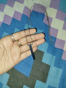 Men's Silver Bar Pendant Necklace