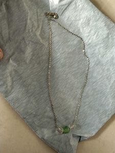 Delicate Silver Necklace with Green Beads