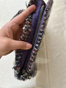 ZARA Textured Tweed Clutch Bag