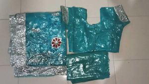 Free gift 🎁 &amp; Beautiful Blue 🩵 Net Saree