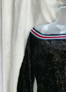 Crushed Velvet Off-Shoulder Dress