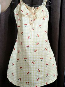 Cute Cherry Print Mini Dress