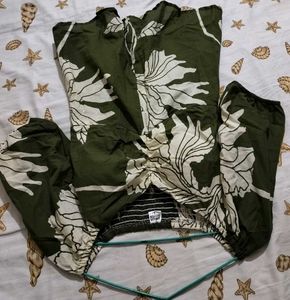 Boho Floral Print Square Neck Top
