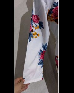 White Floral Print Kurta Set with Dupatta