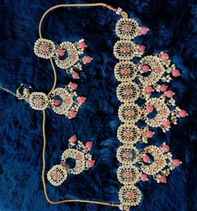 Pink Stone Indian Jewelry Set