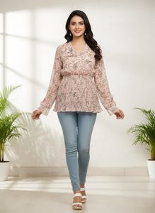 Chic Floral Print Peplum Top