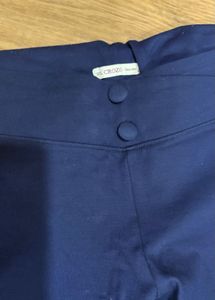 Cantabil Navy Blue Button Detail Pants