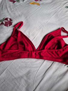 Clovia Vibrant Red Cotton Plunge Bra