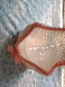 Handmade Crochet granny square bow pouch