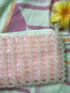 Pink crystal Beaded Clutch coquette hand bag