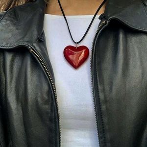 y2kRed Heart Pendant Necklace