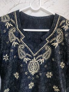 🩶🖤 Charcoal Black Embroidered Kurta
