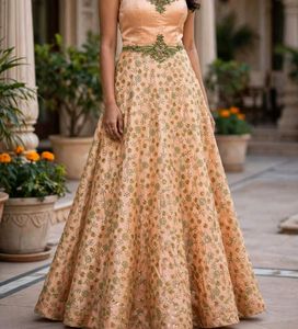 Stunning Embellished Peach Ethnic Gown