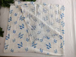 White With Blue Printed Table Cloth