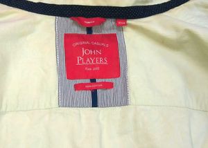 Men's Light cream Band Collar Shirt