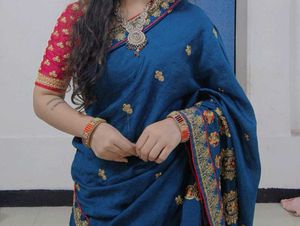 Beautiful Blue Embroidered Saree
