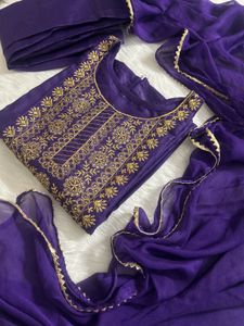 Elegant Purple Embroidered Suit Set