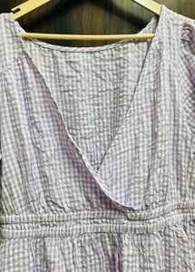 Lavender Gingham Wrap Dress