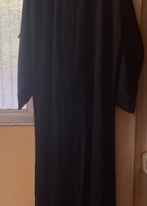 Plain Front Open Black Abaya. Imported Nida Fabric
