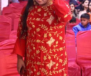 Embroidered Red Kurta  velvet  ⚠️