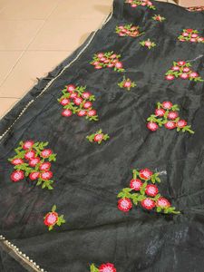 Elegant Black Floral Saree