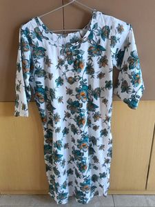 Price Dropped !! Flowy White Floral Print Kurta