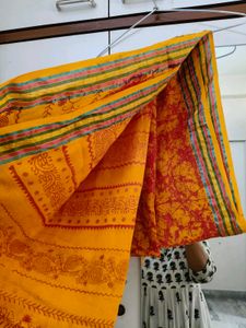 Rangmanch Pure Cotton Bandhni Yellow Dupatta