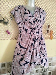 Boho Paisley Twist-Front Mini Dress