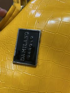 Yellow Croc-Embossed Tote Bag