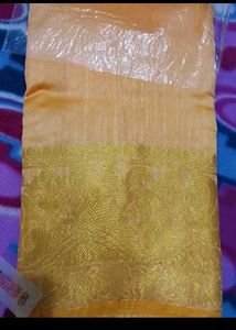 Elegant Golden Cotton Silk Saree