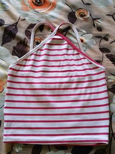 Striped Halter Neck Crop Top