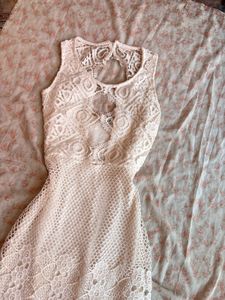 Cream Lace Cut-Out Mini Dress