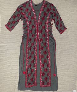 Olive Kurta with Embellishments