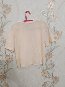 Cream Cropped T-Shirt