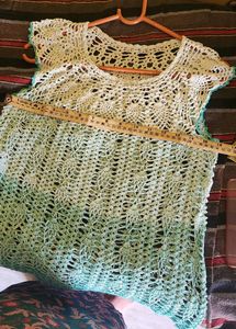 Sky Blue Shaded Crochet Top