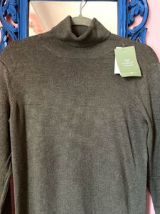 H&amp;M Elegant Charcoal Gray Turtleneck Midi Dress