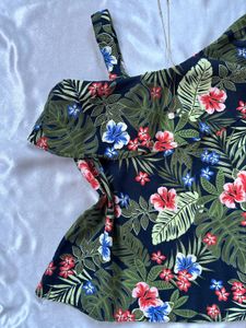 Tropical Floral One-Shoulder Top