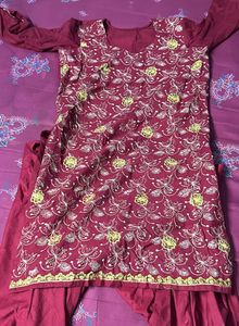 Suit, Red Colour With Pronted Design