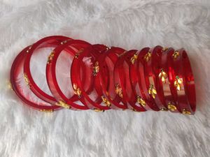 Red &amp; Gold Leaf Design Bangles