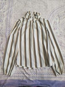 Chic Striped High Neck Top