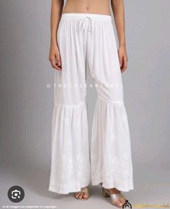 White Embroidered Sharara Pants