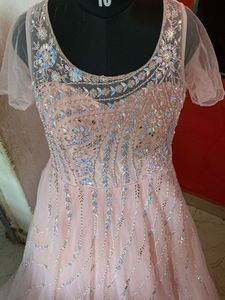 Stunning Pink Sequined Gown with shawl