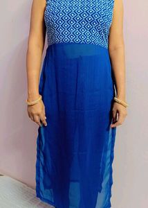 Blue Geometric Print Maxi Dress