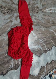 Red Ruffled Sleeve top